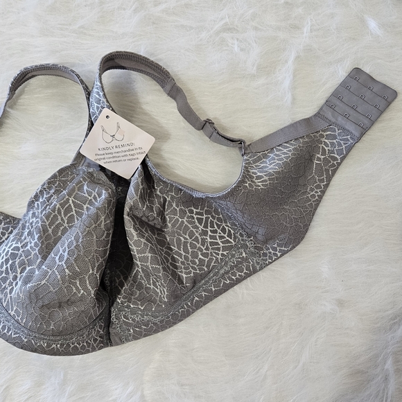 Gray Lace support bra wireless 36DD NWOT - Picture 2 of 8